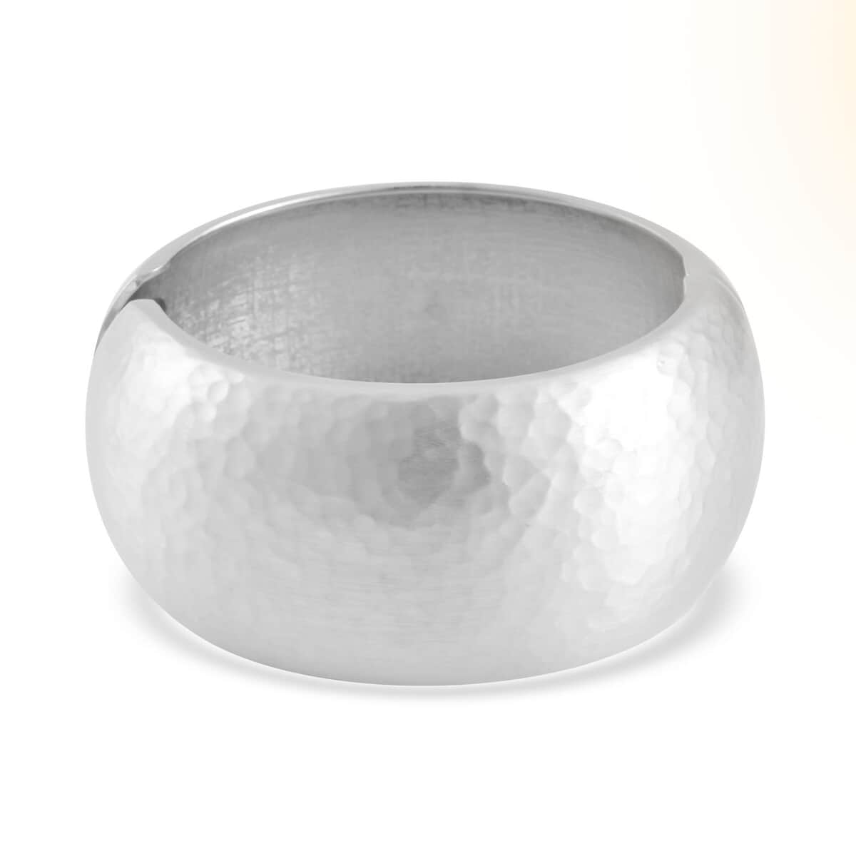 Bold Wide Bangle Bracelet in Silvertone (6.75 In) image number 0