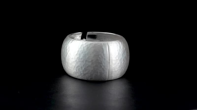 Bold Wide Bangle Bracelet in Silvertone (6.75 In)