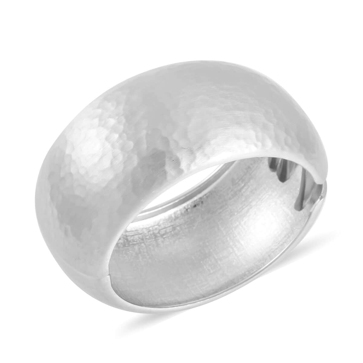 Bold Wide Bangle Bracelet in Silvertone (6.75 In) image number 3