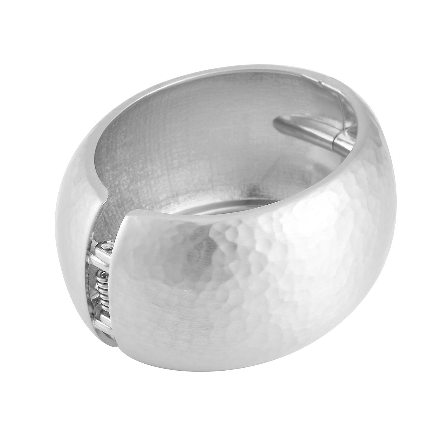 Bold Wide Bangle Bracelet in Silvertone (6.75 In)