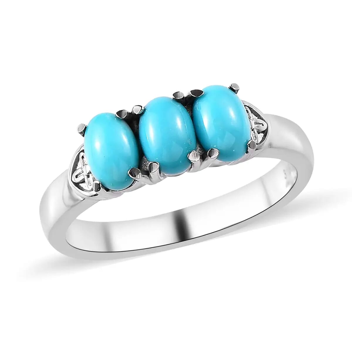 Sleeping Beauty Turquoise 3 Stone Ring in Stainless Steel (Size 7.0) 1.30 ctw image number 0