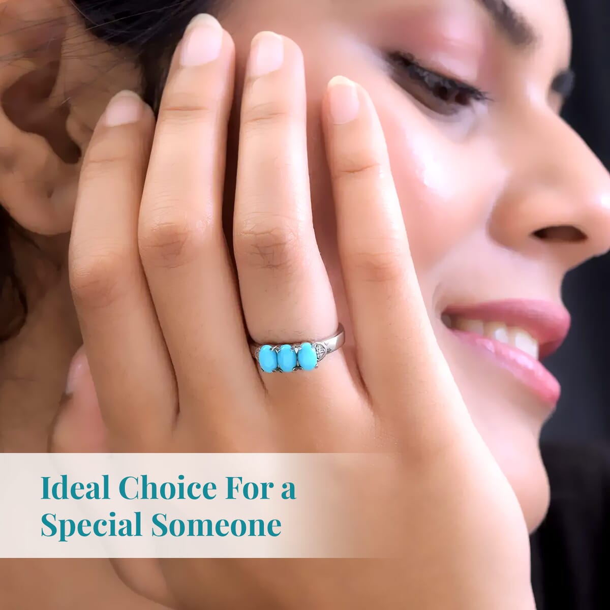 Sleeping Beauty Turquoise 3 Stone Ring in Stainless Steel (Size 7.0) 1.30 ctw image number 4