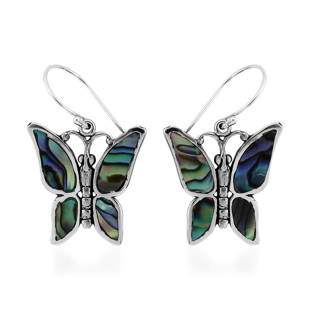 Abalone Shell Butterfly Earrings in Sterling Silver image number 0