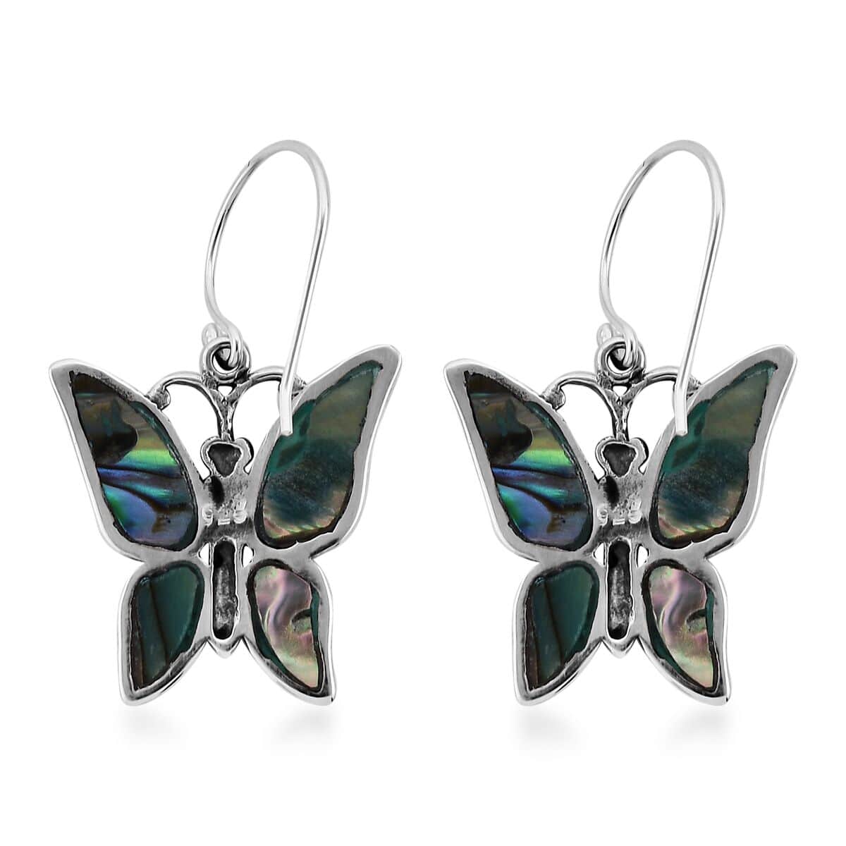 Abalone Shell Butterfly Earrings in Sterling Silver image number 3