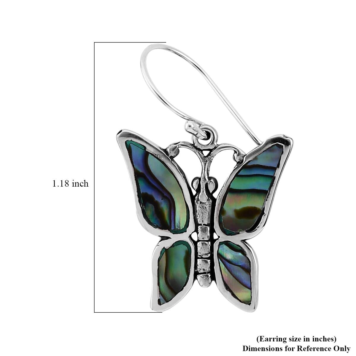 Abalone Shell Butterfly Earrings in Sterling Silver image number 4