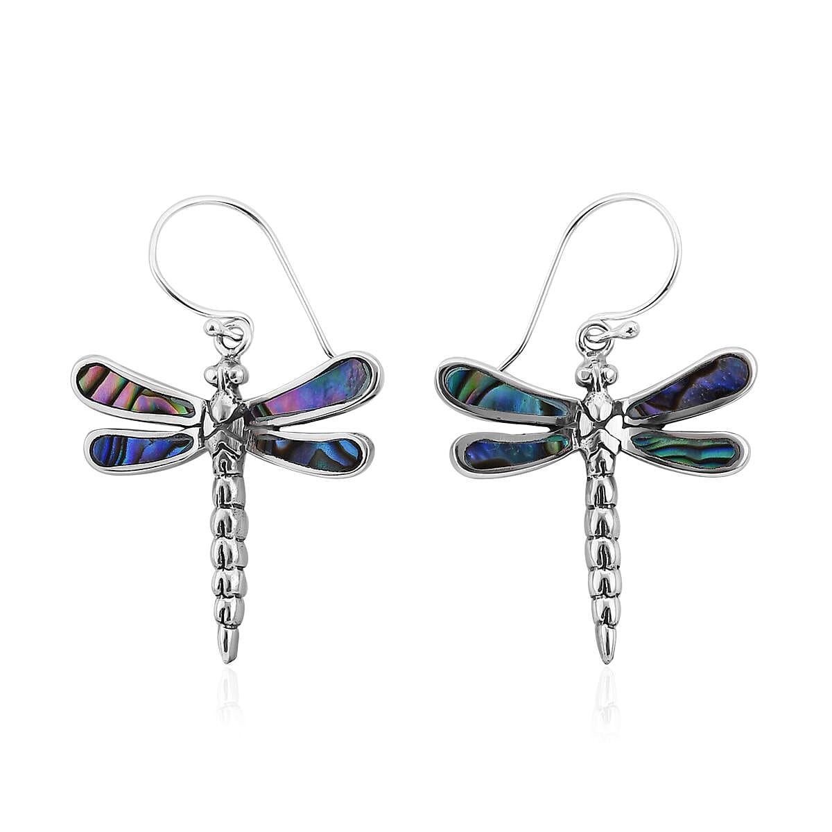 Abalone Shell Dragonfly Earrings in Sterling Silver image number 0