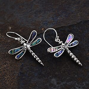 Abalone Shell Dragonfly Earrings in Sterling Silver