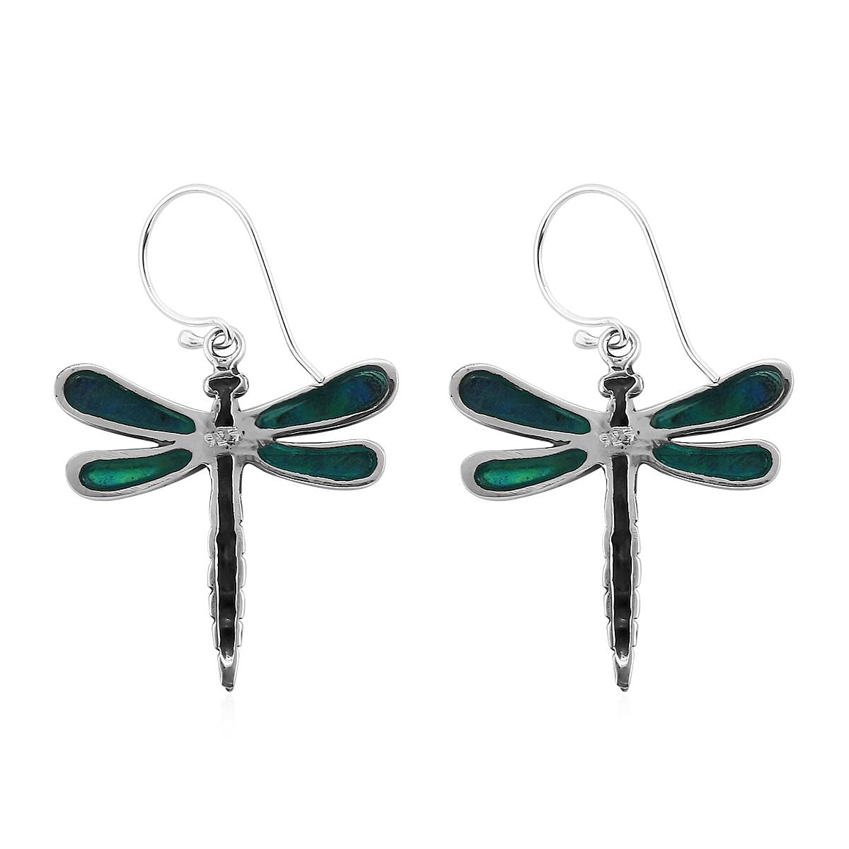 Abalone Shell Dragonfly Earrings in Sterling Silver image number 3