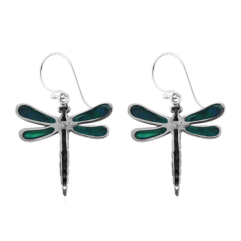 Abalone Shell Dragonfly Earrings in Sterling Silver