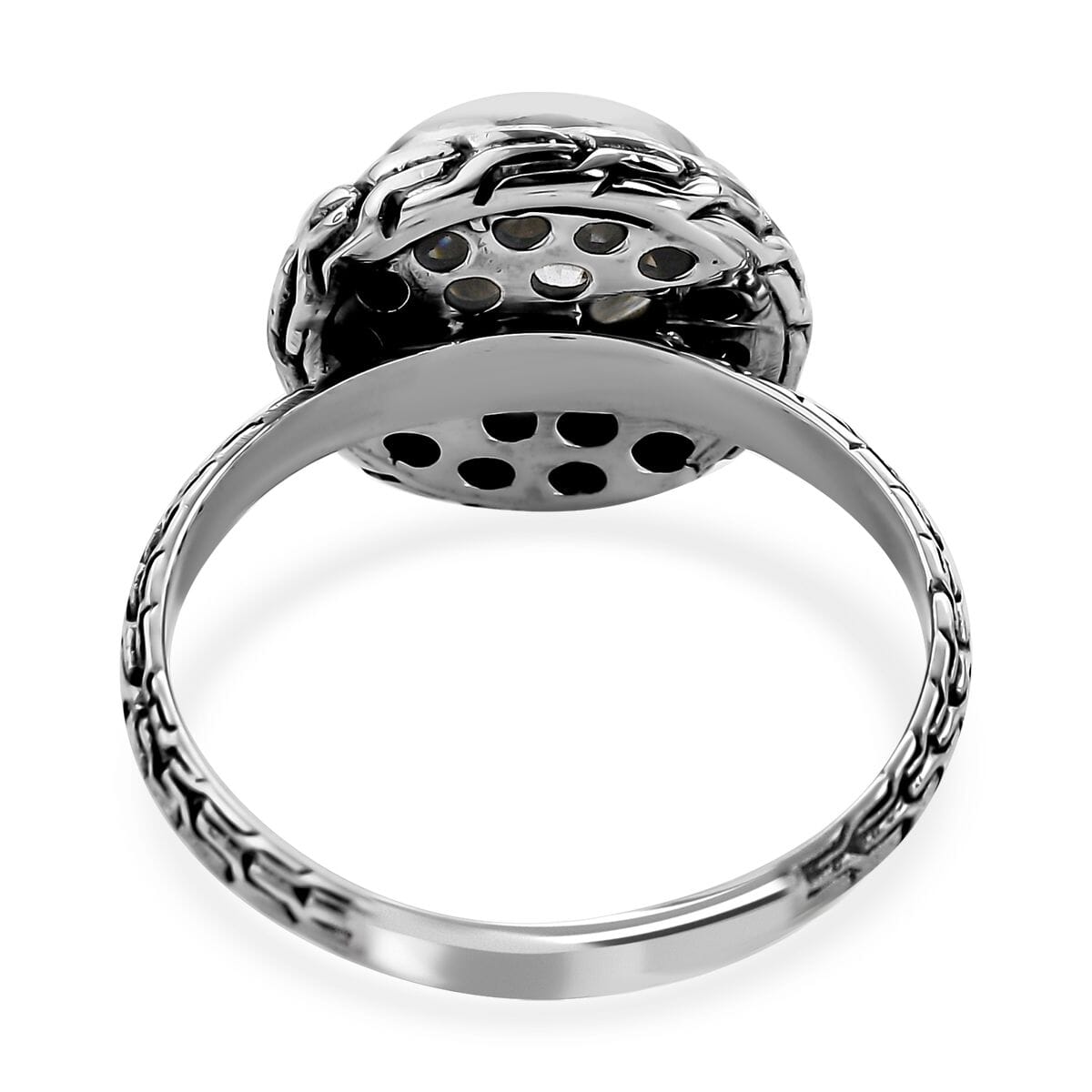 Bali Legacy 120 Facet Moissanite (Rnd 10mm) Ring in Sterling Silver (Size 6.0) 3.40 ctw image number 4