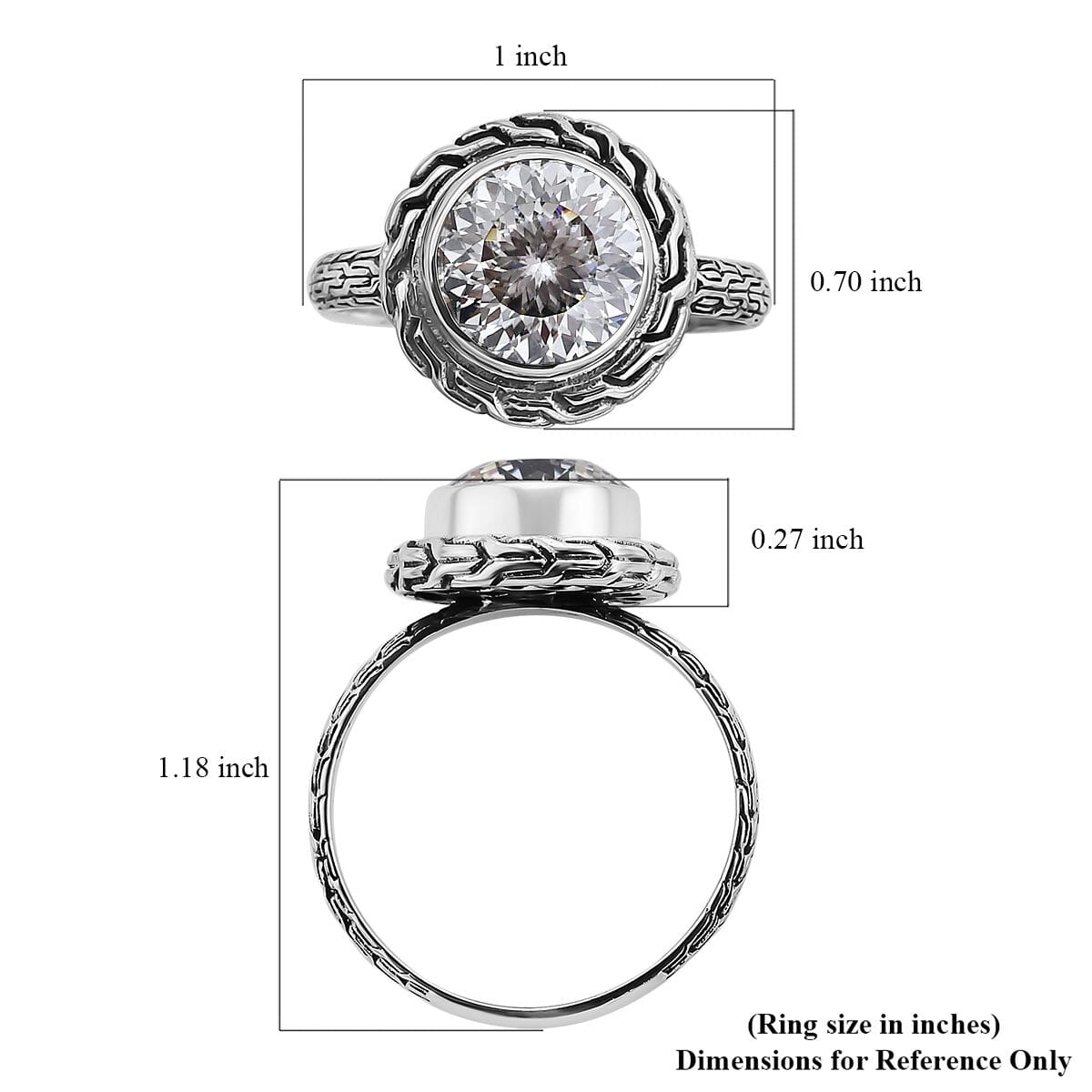 Bali Legacy 120 Facet Moissanite (Rnd 10mm) Ring in Sterling Silver (Size 6.0) 3.40 ctw image number 5
