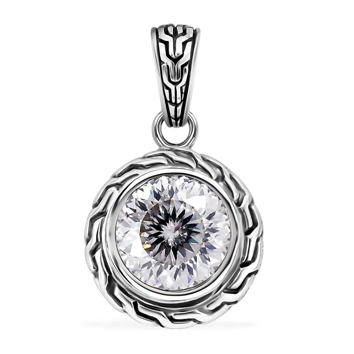 Bali Legacy 120 Facet Moissanite Pendant in Sterling Silver 3.40 ctw image number 0