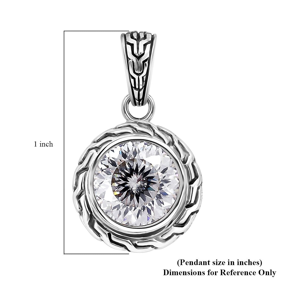 Bali Legacy 120 Facet Moissanite Pendant in Sterling Silver 3.40 ctw