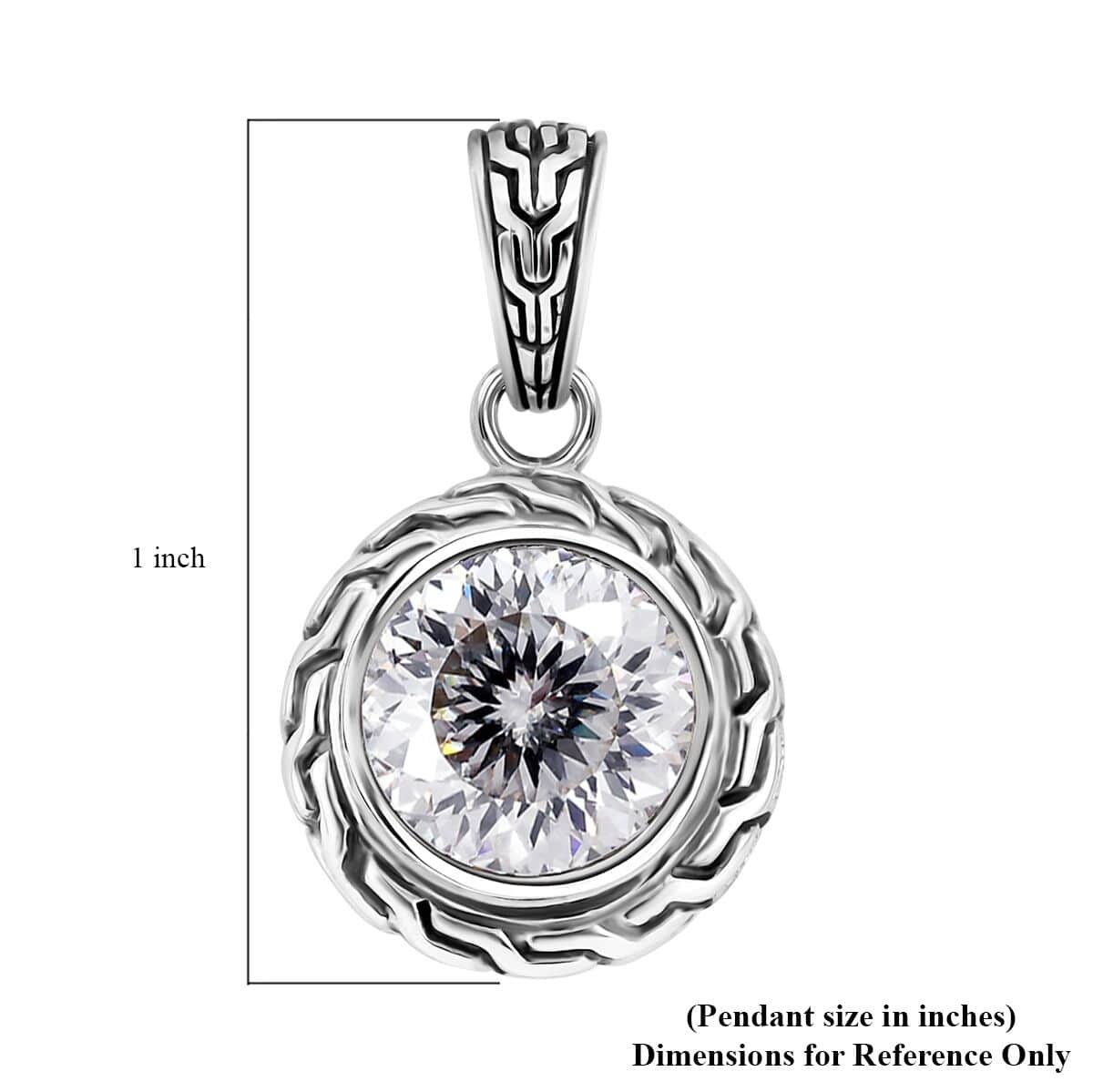 Bali Legacy 120 Facet Moissanite Pendant in Sterling Silver 3.40 ctw image number 5