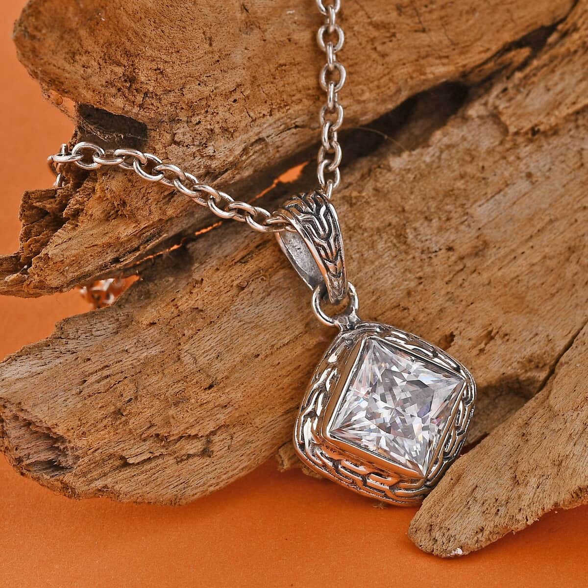 Bali Legacy 120 Facet Moissanite Pendant in Sterling Silver 3.50 ctw image number 1