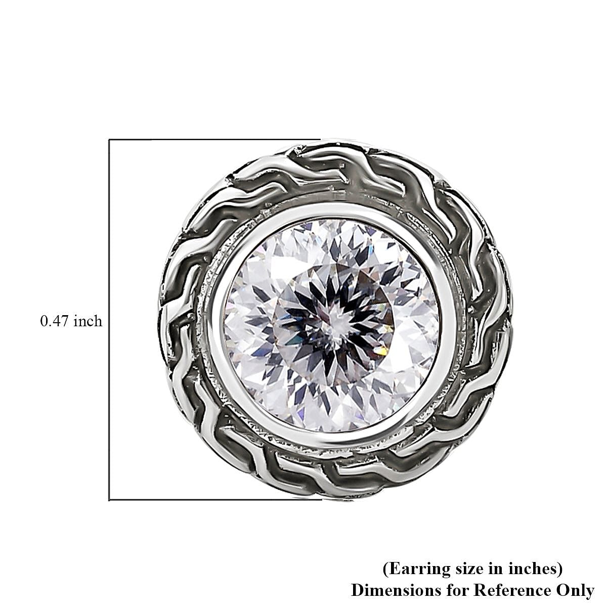 Bali Legacy 120 Facet Moissanite Stud Earrings in Sterling Silver 3.60 ctw image number 4