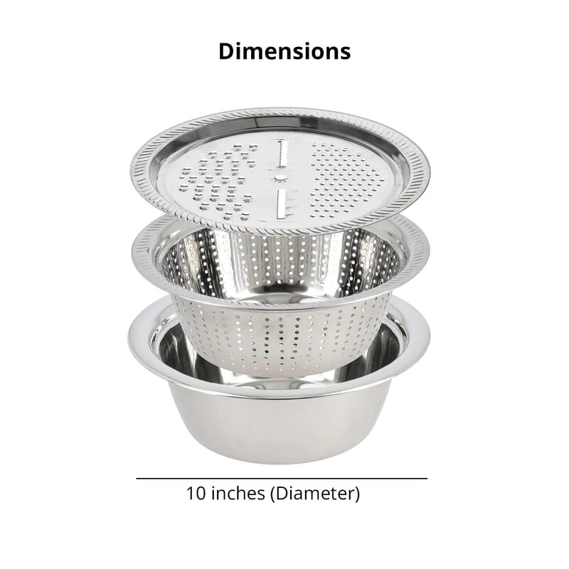 Set of 3 Stainless Steel Multifunctional Grating Basin Set