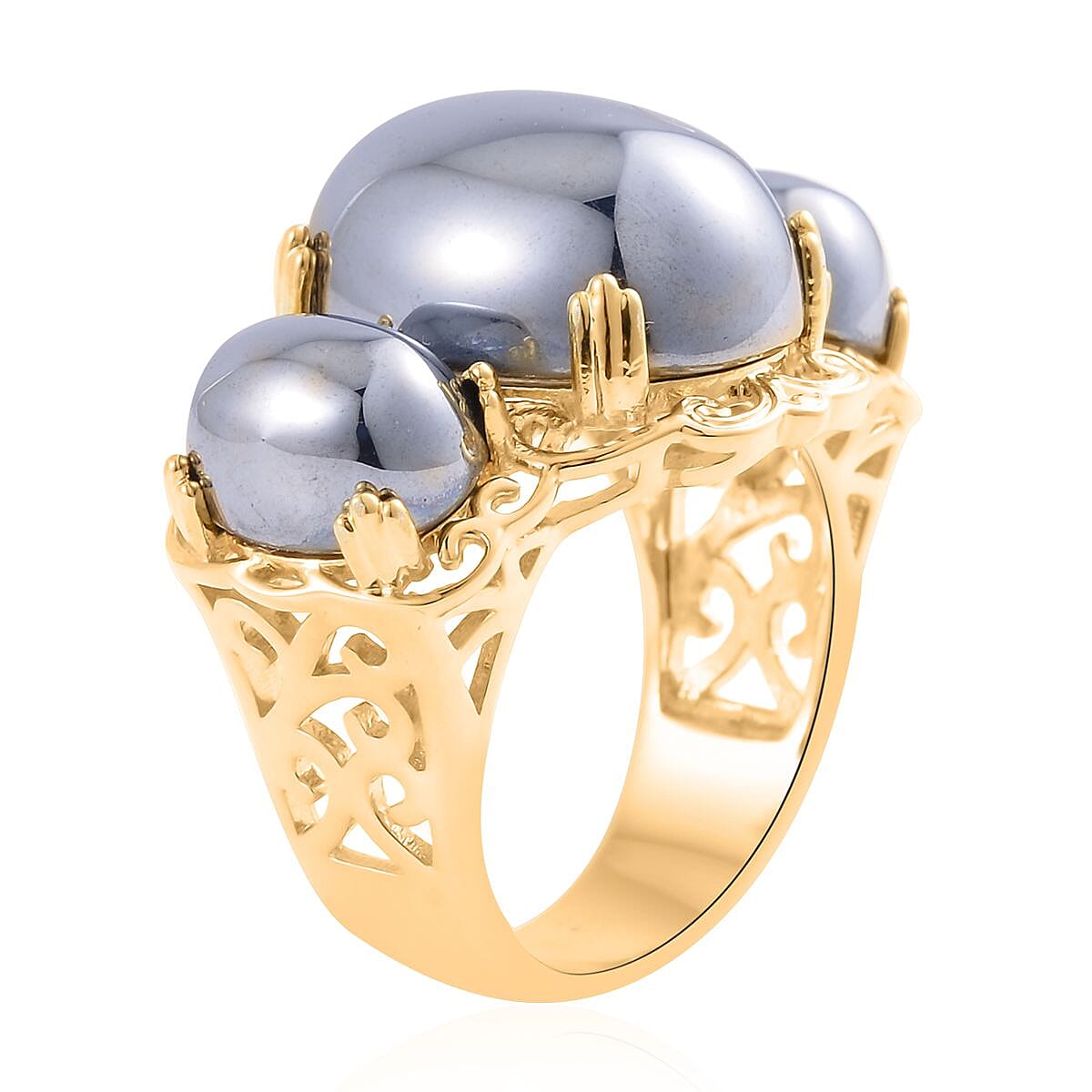 Terahertz 3 Stone Ring in Goldtone (Size 5.0) 30.00 ctw image number 3