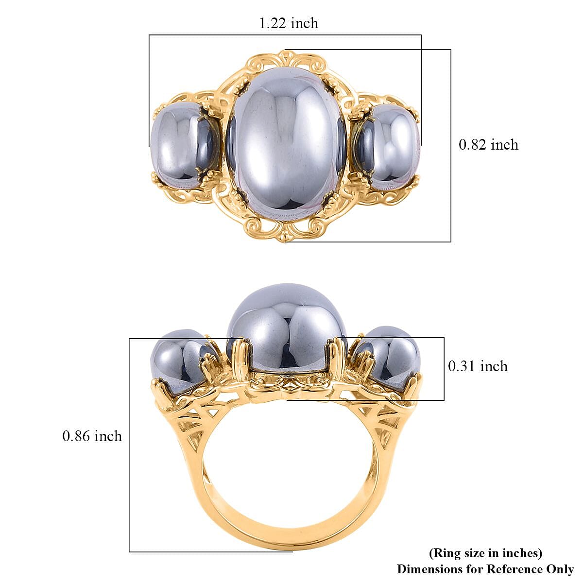 Terahertz 3 Stone Ring in Goldtone (Size 5.0) 30.00 ctw image number 5