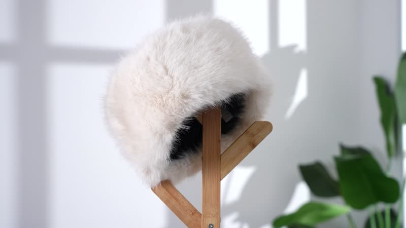 Beige Faux Fur Hat - (22.84")