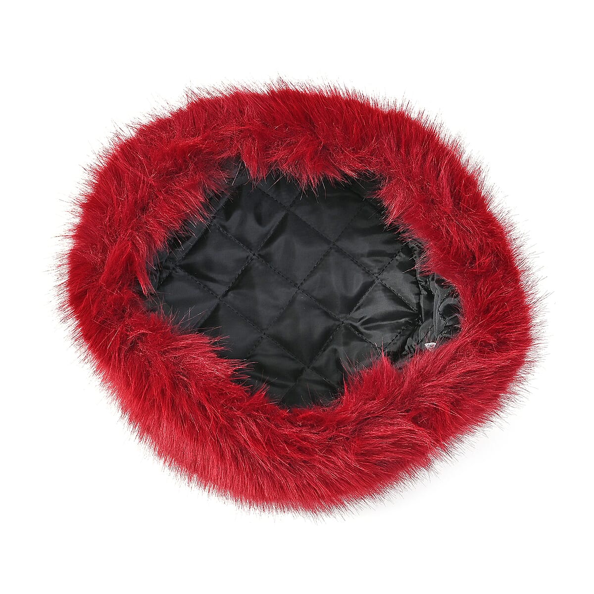 Burgundy Faux Fur Hat image number 1
