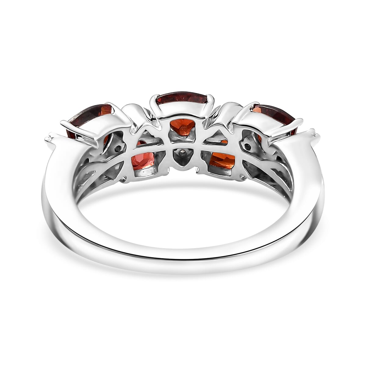 Premium Mozambique Garnet, Simulated Diamond Ring in Rhodium Over Sterling Silver (Size 7.0) 2.10 ctw image number 4