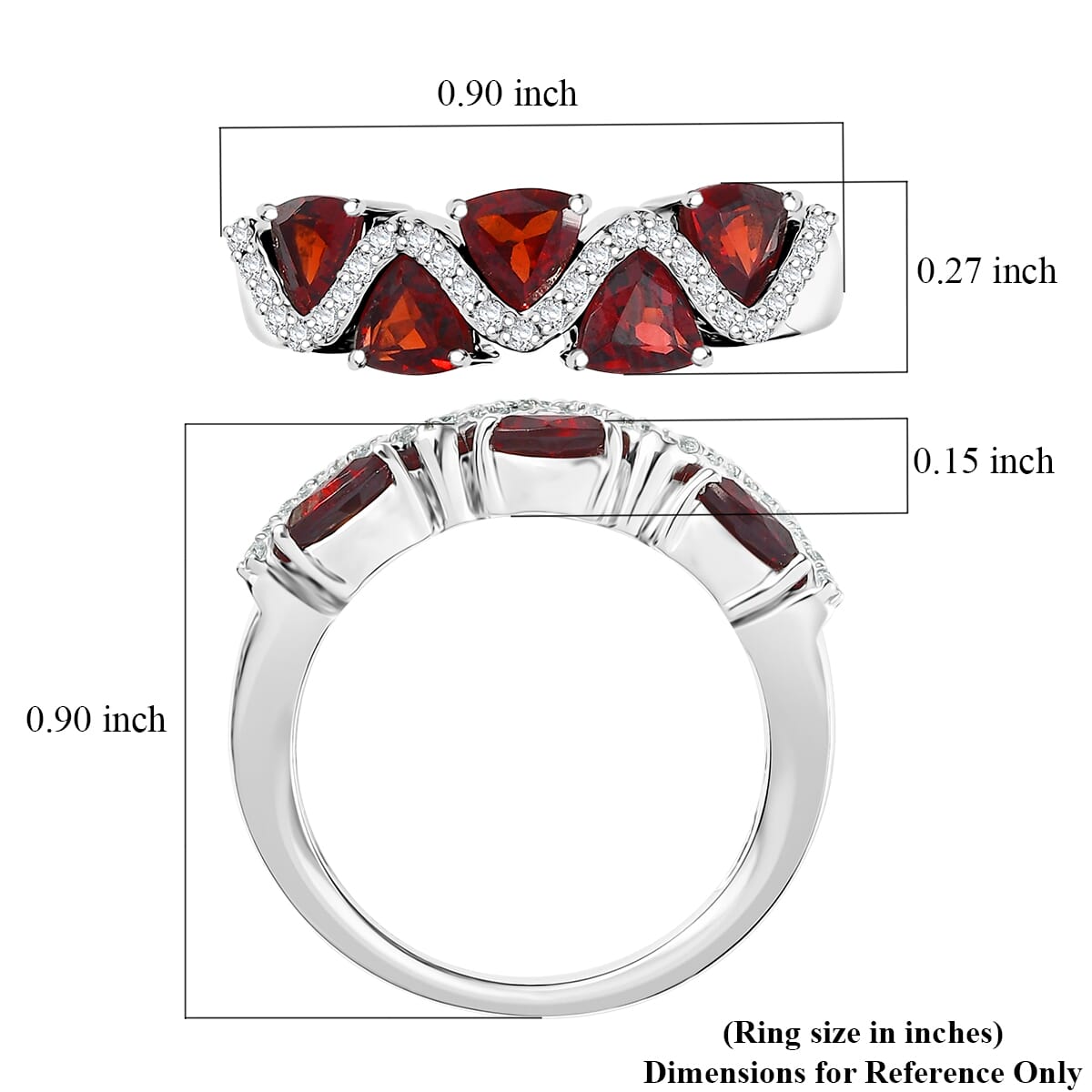 Premium Mozambique Garnet, Simulated Diamond Ring in Rhodium Over Sterling Silver (Size 7.0) 2.10 ctw image number 5
