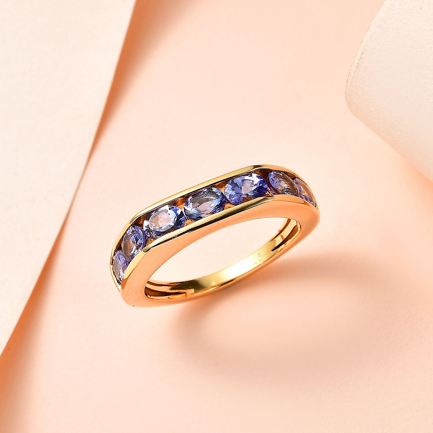 Tanzanite 1.24 ctw Band Ring in Vermeil Yellow Gold Over Sterling Silver (Size 6.5)