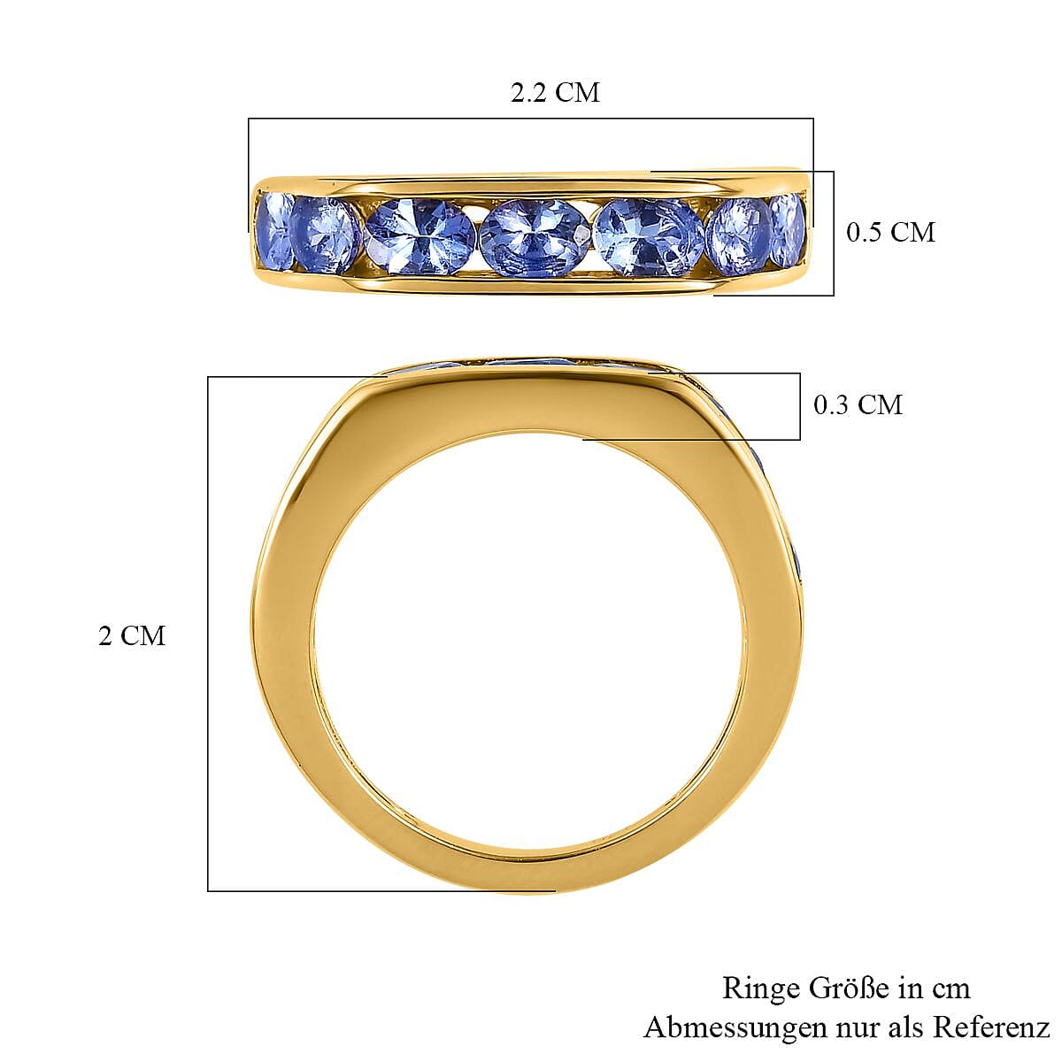 Tanzanite 1.24 ctw Band Ring in Vermeil Yellow Gold Over Sterling Silver (Size 6.5)