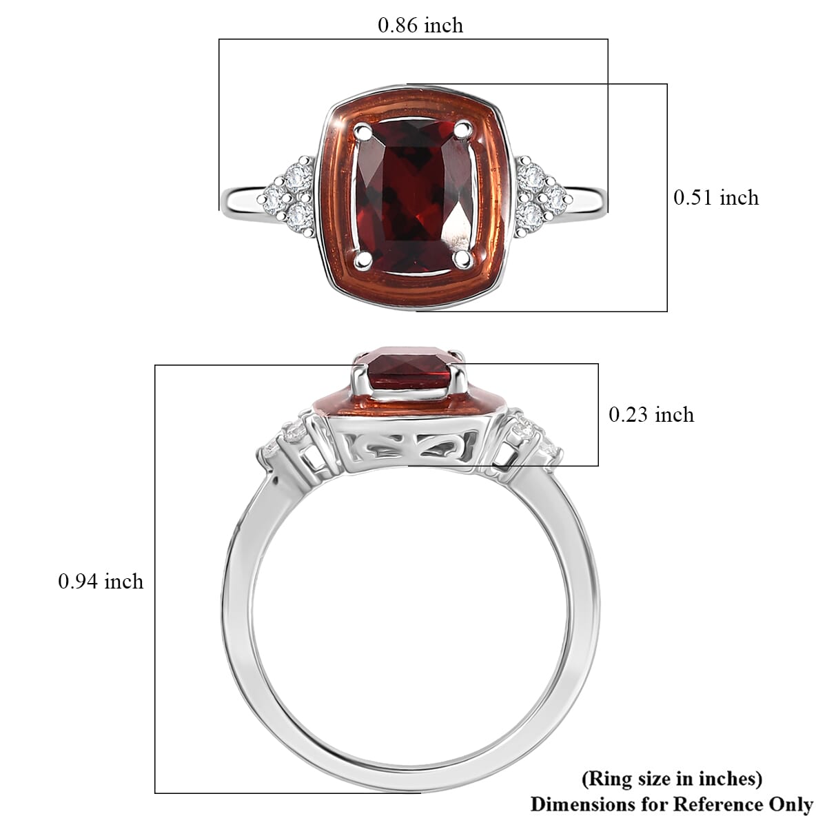 Premium Mozambique Garnet, Simulated Diamond Ring in Rhodium Over Sterling Silver (Size 7) 1.90 ctw image number 5