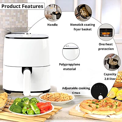 Homesmart Air Fryer with Nonstick Coating Tray 2.8L Airfryer Oven Healthy Cooking With Overheat Protection, Temperature & Timer Control (1000W)