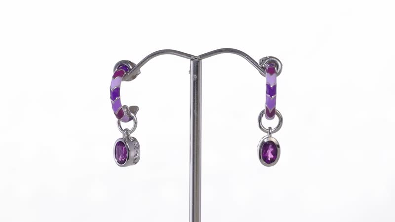 Premium African Amethyst Solitaire Stud Earrings in Rhodium Over Sterling Silver 0.85 ctw