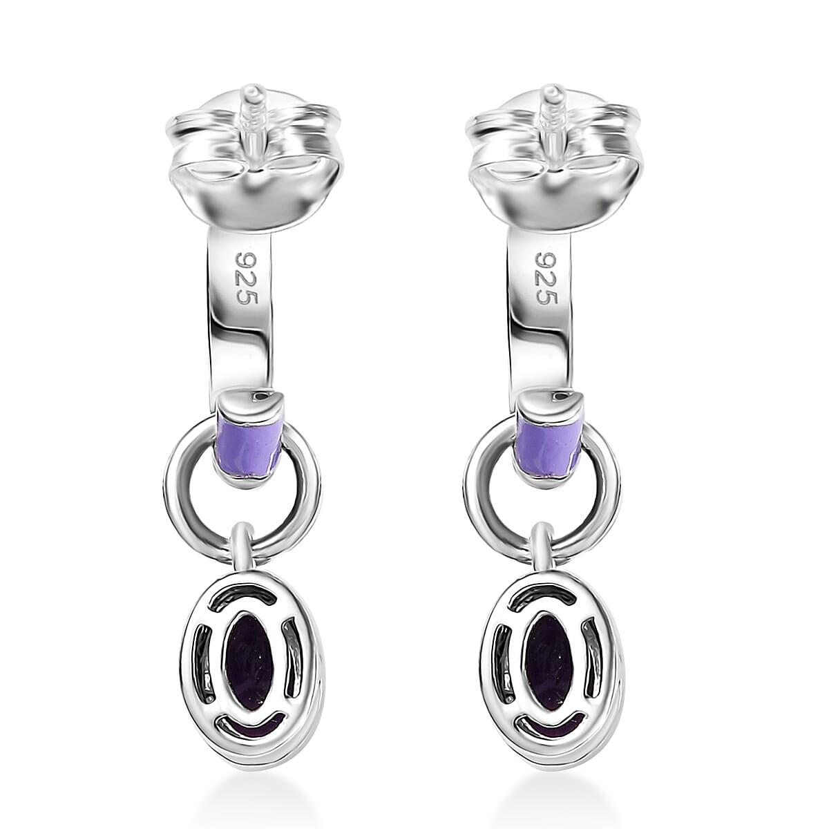 Premium African Amethyst Earrings in Rhodium Over Sterling Silver 0.85 ctw