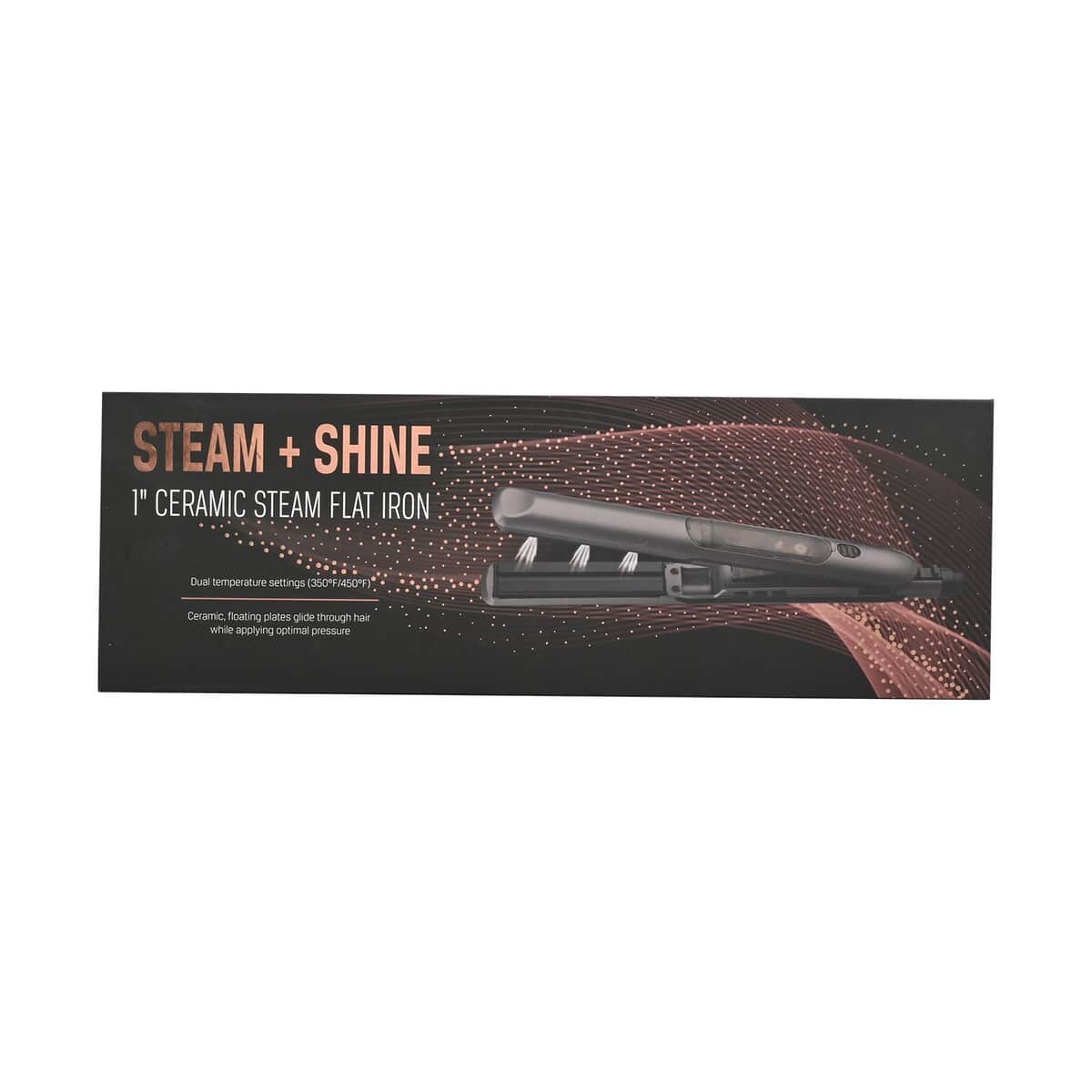 Steam + Shine 1" Ceramic Steam Flat Iron in Gun Metal and Black image number 6