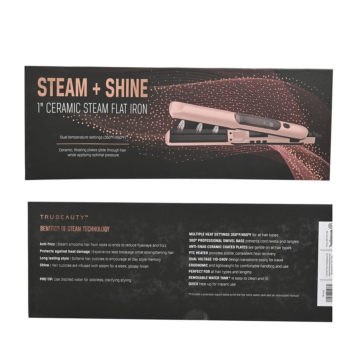 Steam + Shine 1 Ceramic Steam Flat Iron in Rose Gold image number 7