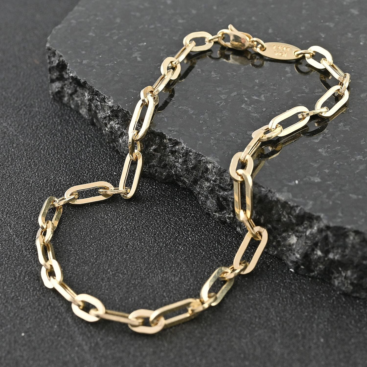 14K Yellow Gold 3mm Figaro Paper Clip Bracelet (7.00 In) 1.90 Grams