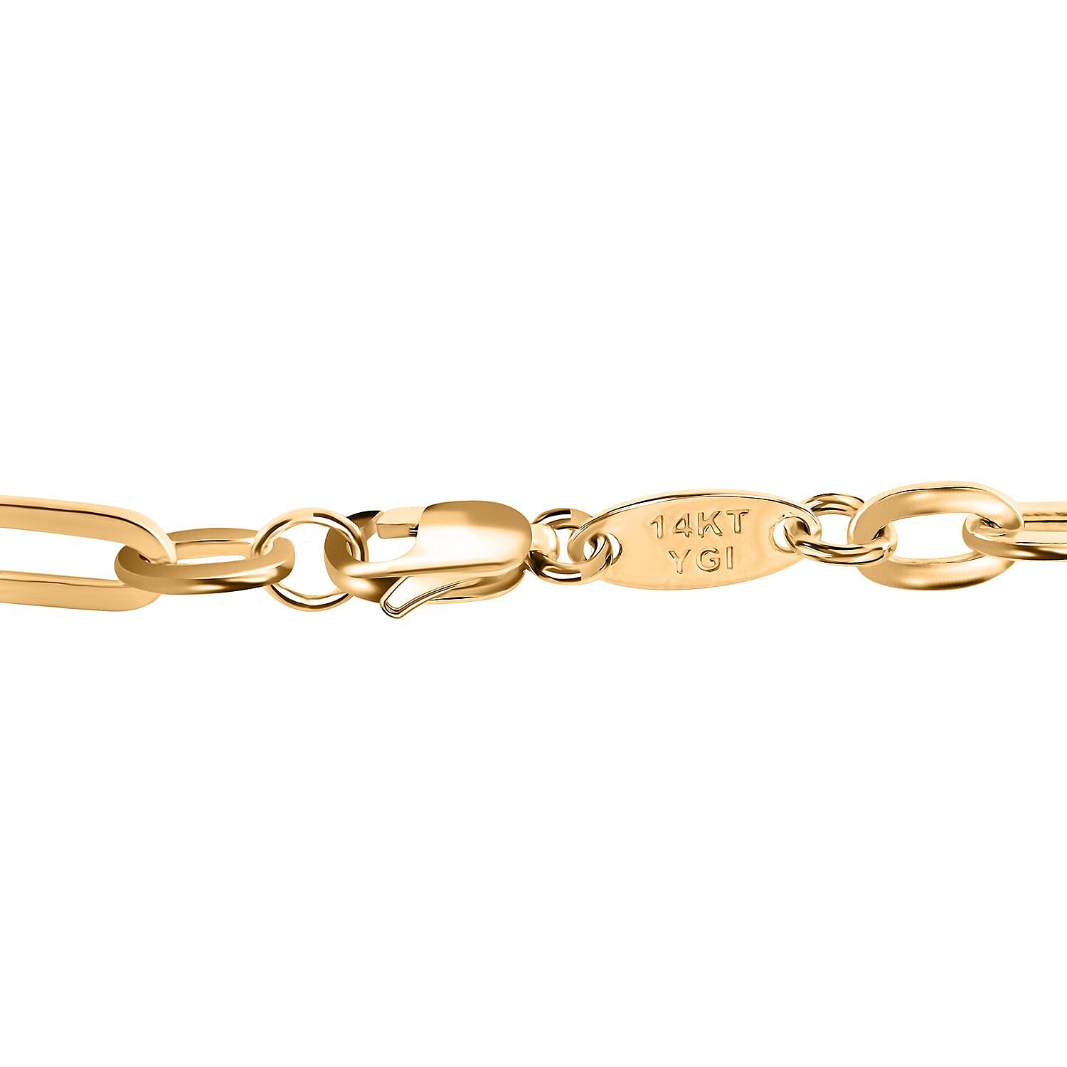 14K Yellow Gold 3mm Figaro Paper Clip Bracelet (7.00 In) 1.90 Grams
