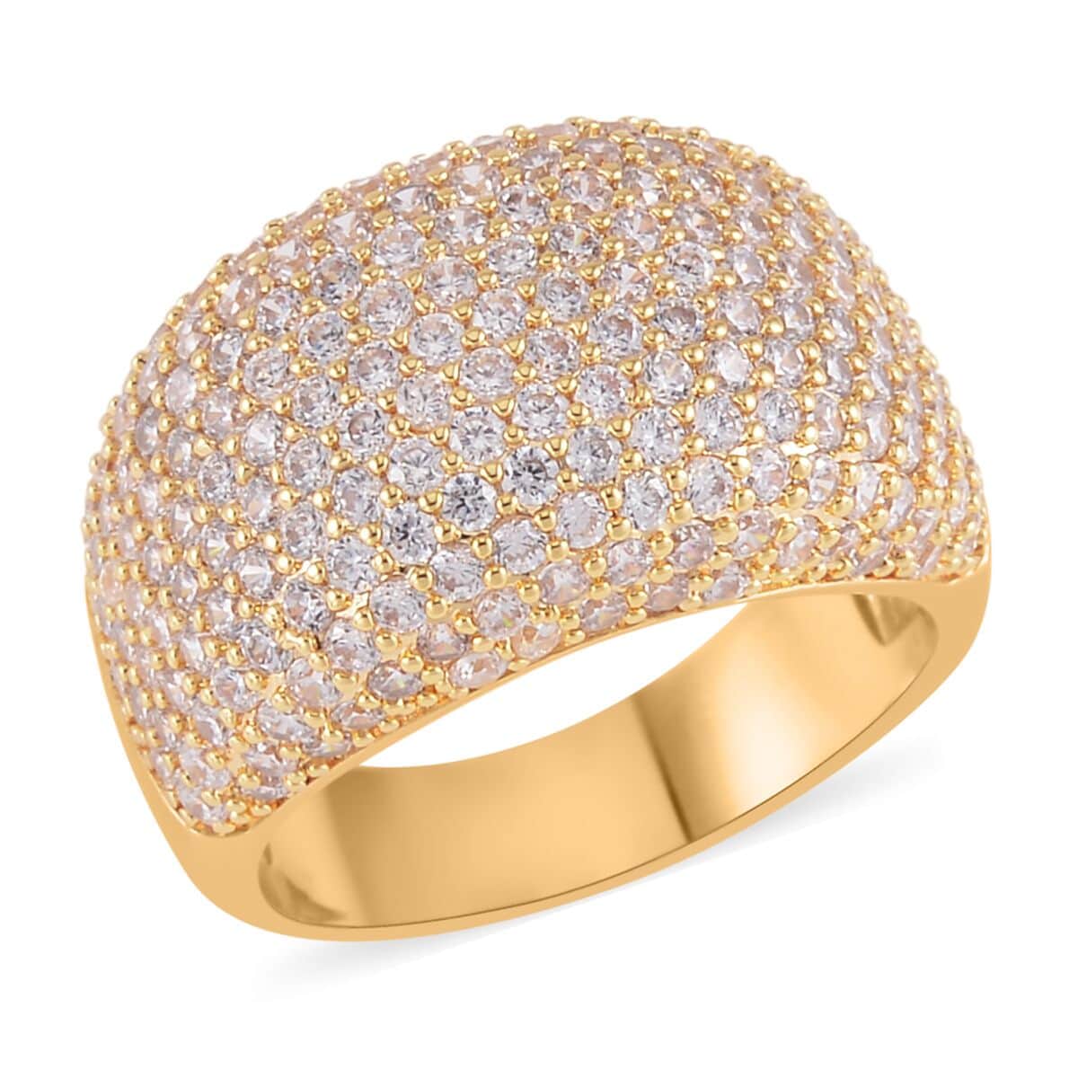 Simulated Diamond Dome Ring in Goldtone (Size 10.0) 3.50 ctw image number 0