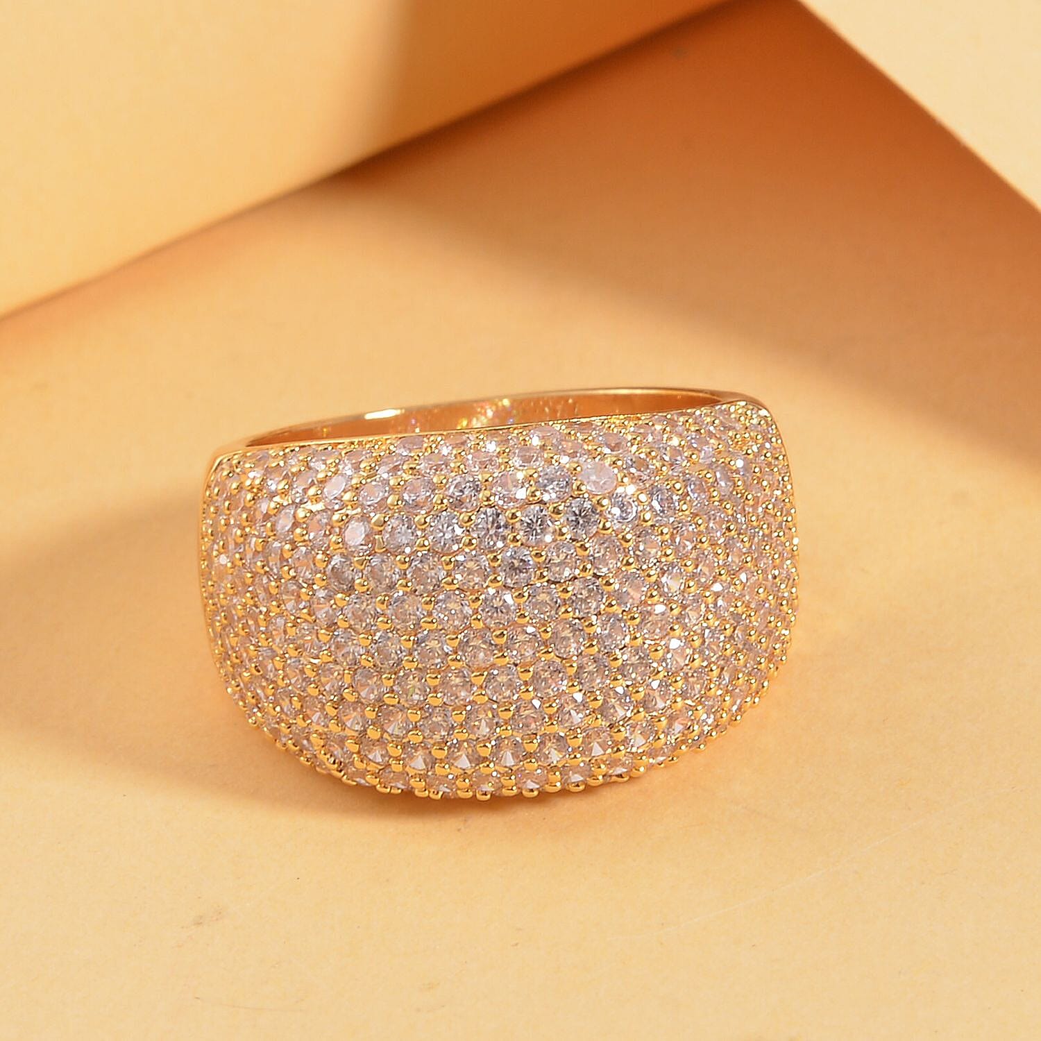 Simulated Diamond Dome Ring in Goldtone (Size 10.0) 3.50 ctw