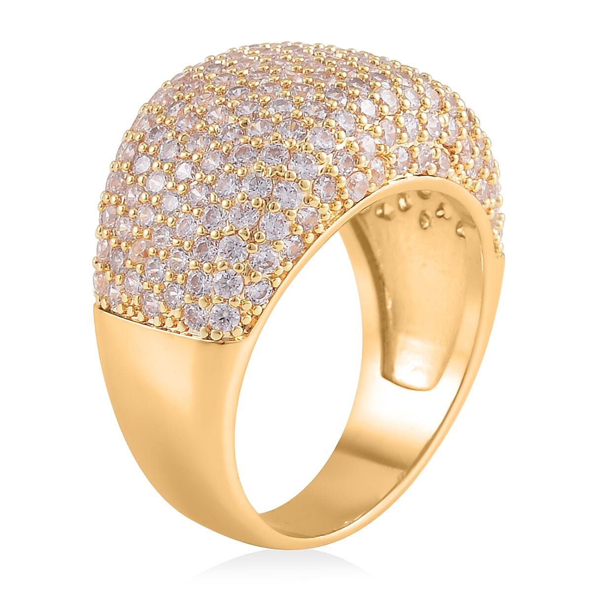Simulated Diamond Dome Ring in Goldtone (Size 10.0) 3.50 ctw