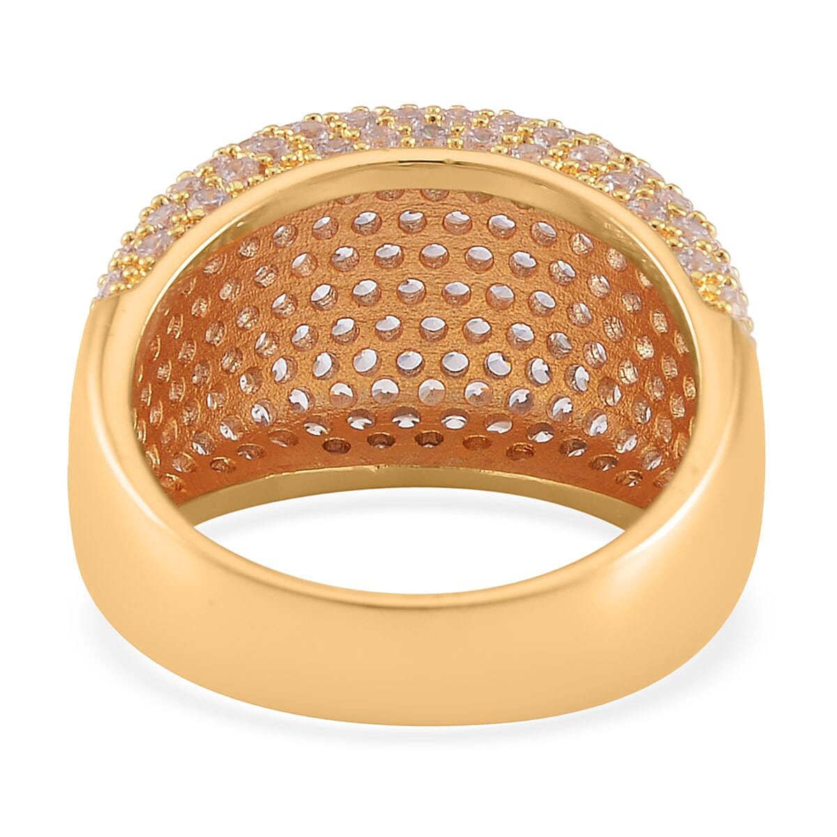 Simulated Diamond Dome Ring in Goldtone (Size 10.0) 3.50 ctw
