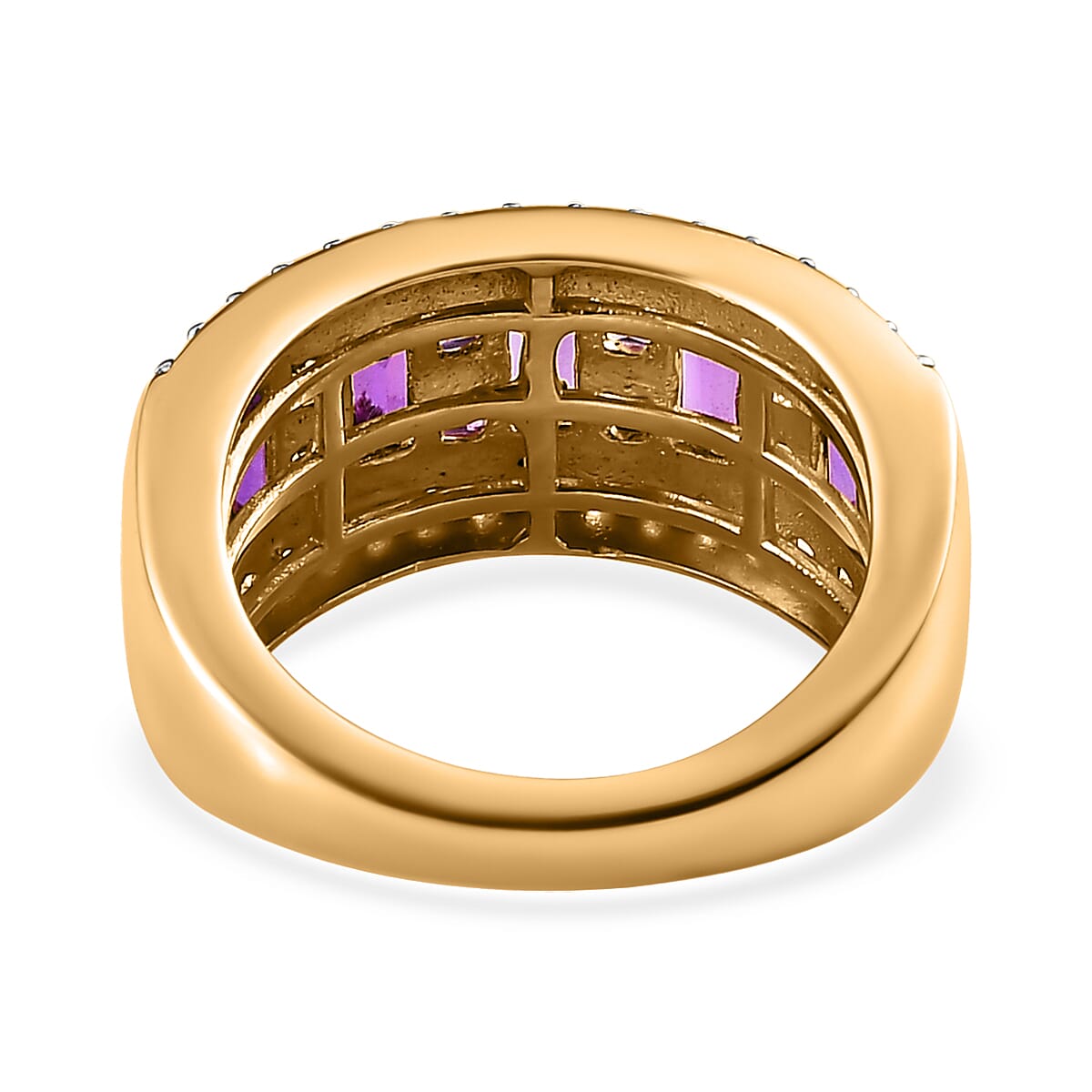African Amethyst and White Zircon 2.60 ctw Ring in 14K YG Over Sterling Silver (Size 11.5)