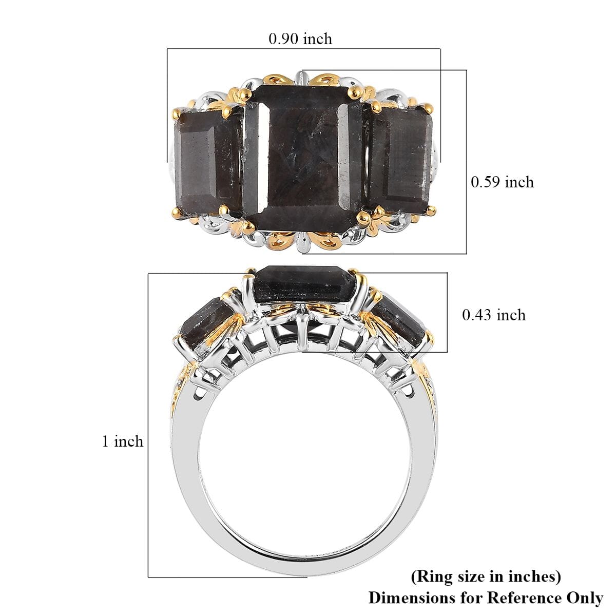 Silver Sapphire 3 Stone Ring in Vermeil YG and Platinum Over Sterling Silver 11.00 ctw image number 5