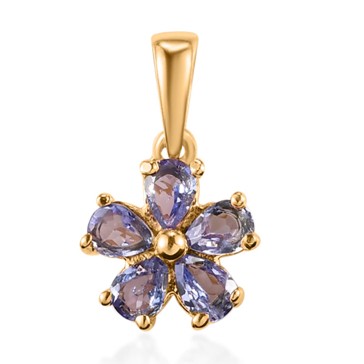 Tanzanite Floral Pendant in ION Plated YG Stainless Steel 0.75 ctw image number 0