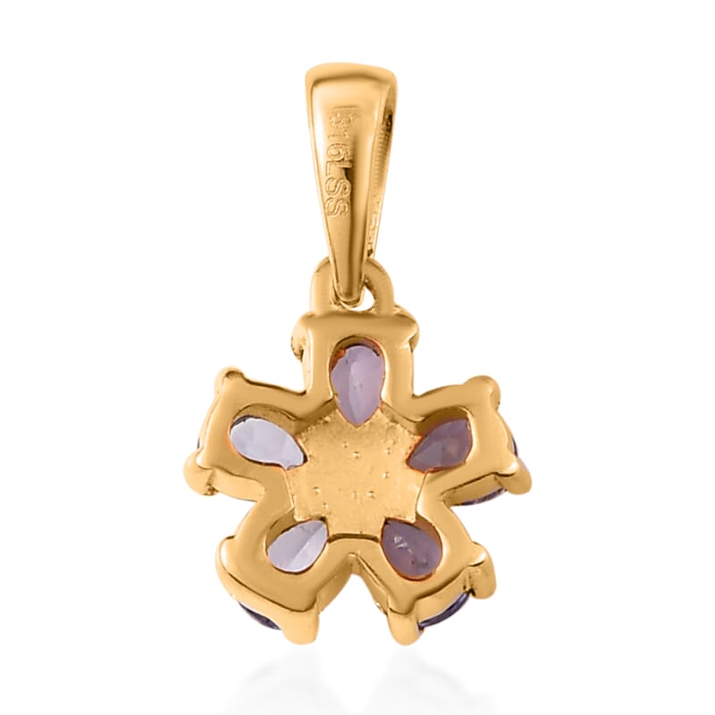 Tanzanite Floral Pendant in ION Plated YG Stainless Steel 0.75 ctw