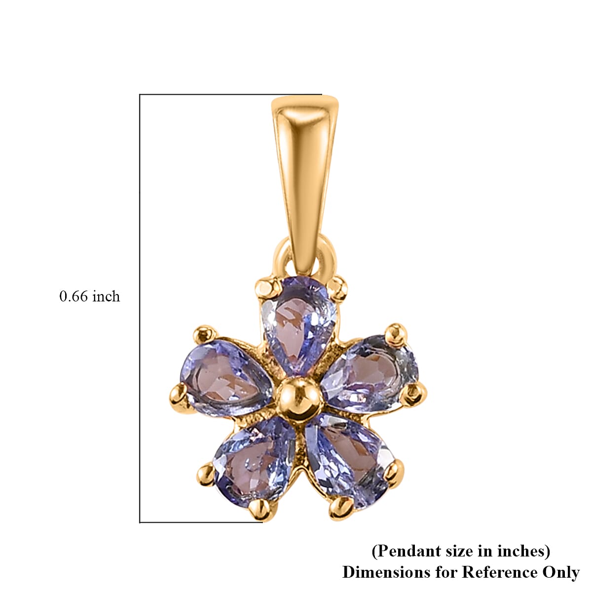 Tanzanite Floral Pendant in ION Plated YG Stainless Steel 0.75 ctw