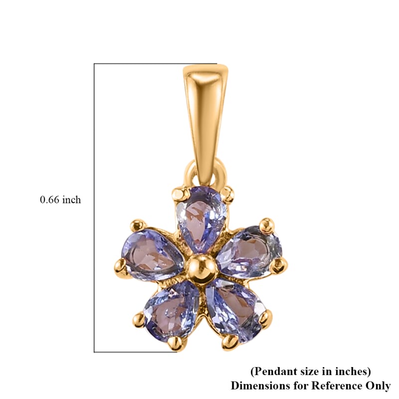 Tanzanite Floral Pendant in ION Plated YG Stainless Steel 0.75 ctw