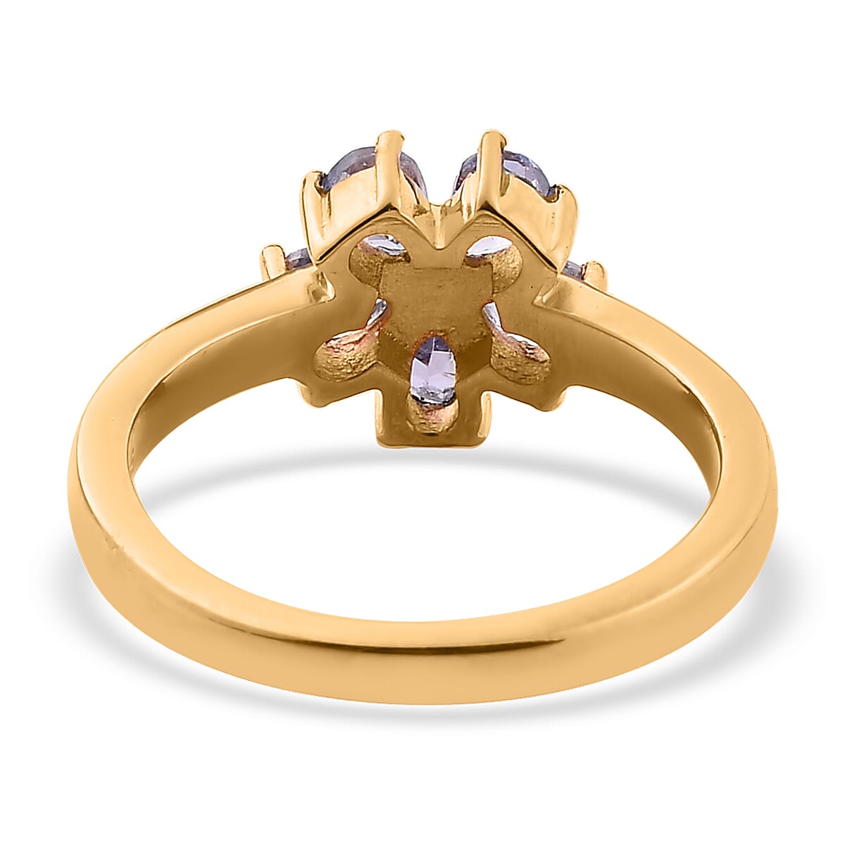 Tanzanite Floral Ring in ION Plated YG Stainless Steel 0.75 ctw image number 4