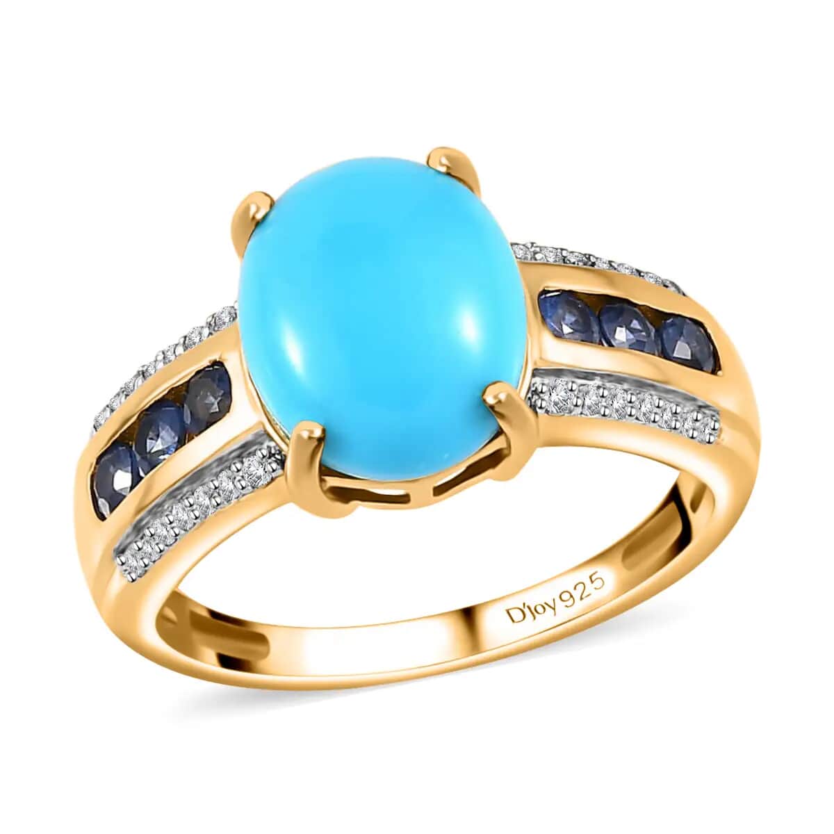 TLV Premium Sleeping Beauty Turquoise, Multi Gemstone Ring in Vermeil YG Over Sterling Silver (Size 10.0) 4.15 ctw image number 0