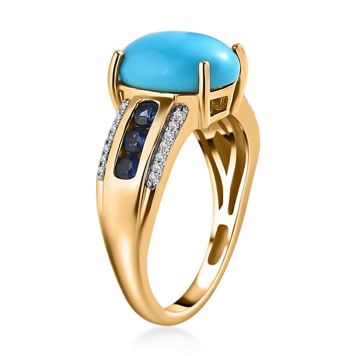 TLV Premium Sleeping Beauty Turquoise, Multi Gemstone Ring in Vermeil YG Over Sterling Silver (Size 10.0) 4.15 ctw image number 3